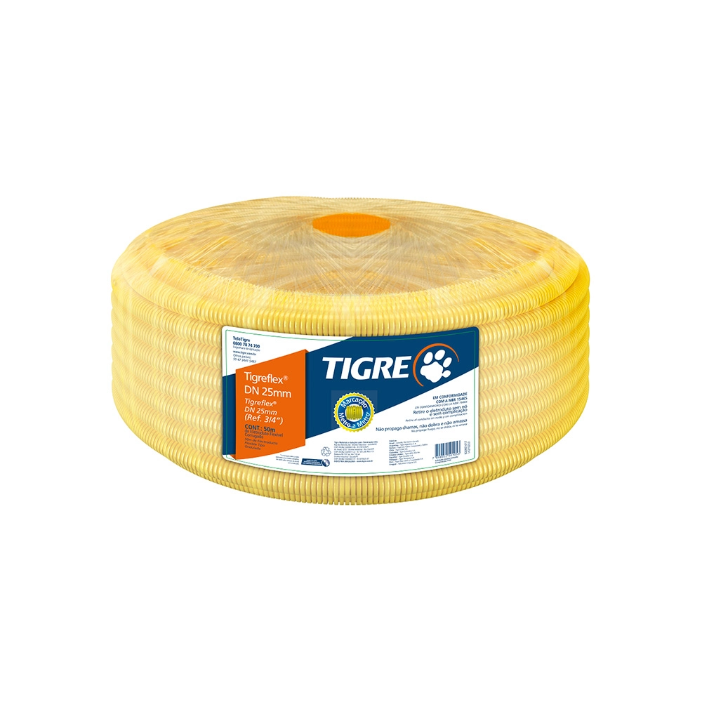 ELETRODUTO CORRUGADO AMARELO 3/4" 25M - TIGRE 